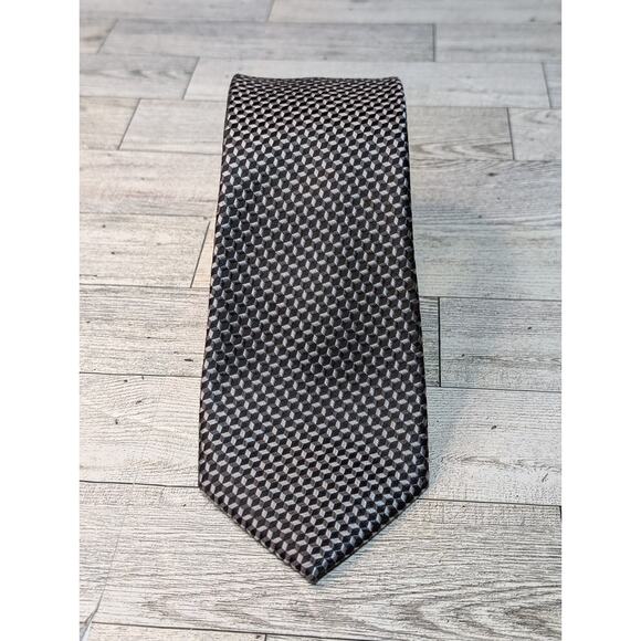 MICHAEL KORS Silk Linked Hexagon Charcoal Gray Neat Tie 3 1/8" X 60" - Picture 1 of 5